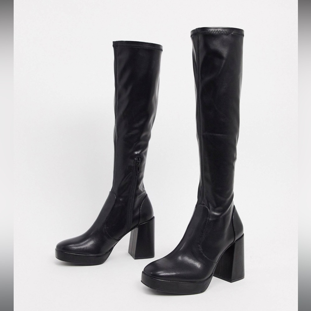 Pull & Bear Platform Heel Knee Boots